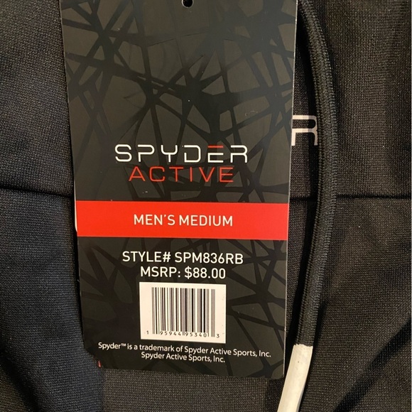 Spyder Black Long Sleeve Lined Active Performance Hoodie Sweatshirt NWT Size M - Picture 7 of 8